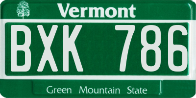 VT license plate BXK786