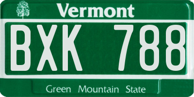 VT license plate BXK788