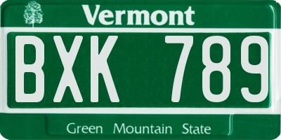 VT license plate BXK789