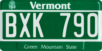 VT license plate BXK790