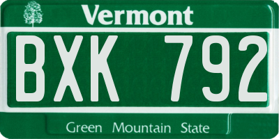 VT license plate BXK792