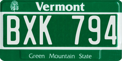 VT license plate BXK794