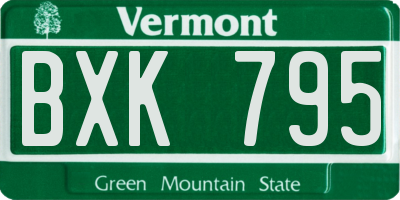 VT license plate BXK795