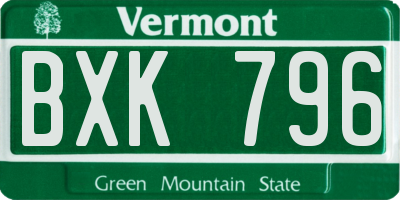 VT license plate BXK796
