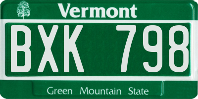 VT license plate BXK798