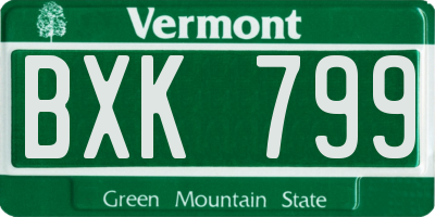 VT license plate BXK799