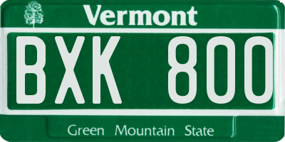 VT license plate BXK800