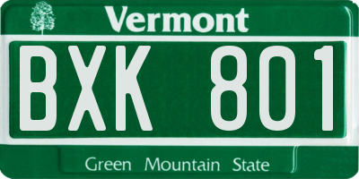 VT license plate BXK801