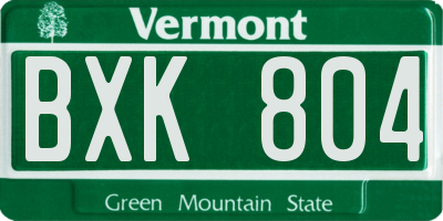 VT license plate BXK804
