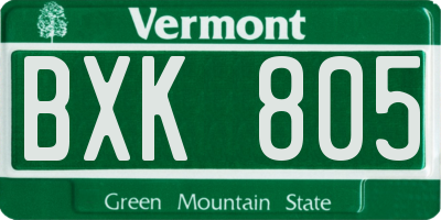VT license plate BXK805