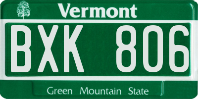 VT license plate BXK806