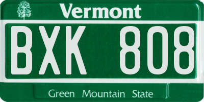 VT license plate BXK808