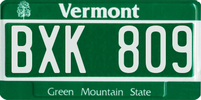VT license plate BXK809