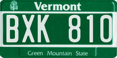 VT license plate BXK810