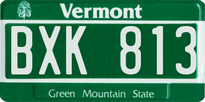 VT license plate BXK813