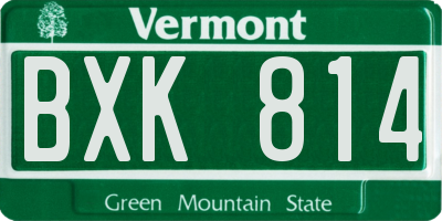 VT license plate BXK814