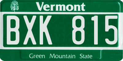 VT license plate BXK815