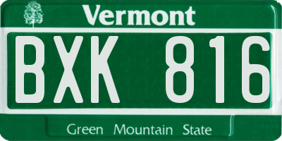 VT license plate BXK816
