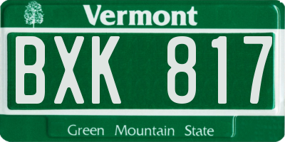 VT license plate BXK817