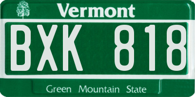 VT license plate BXK818