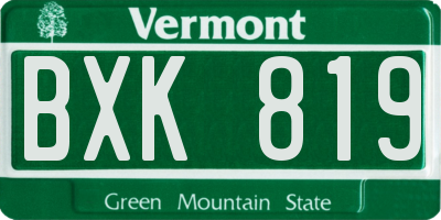 VT license plate BXK819