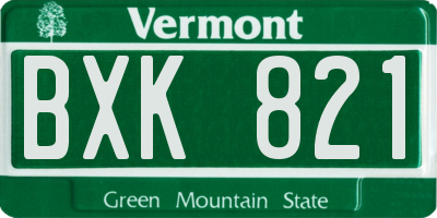 VT license plate BXK821