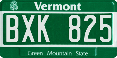 VT license plate BXK825