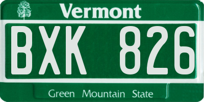 VT license plate BXK826