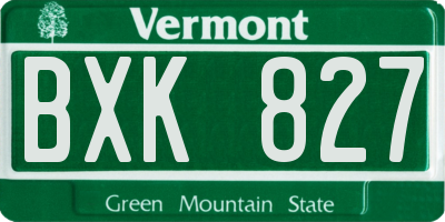 VT license plate BXK827