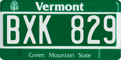 VT license plate BXK829