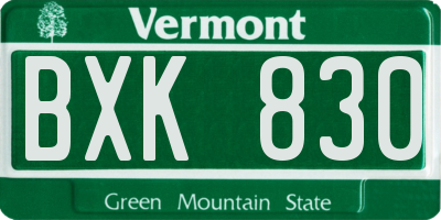 VT license plate BXK830