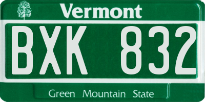 VT license plate BXK832