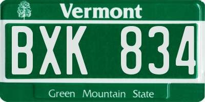 VT license plate BXK834