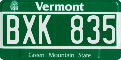 VT license plate BXK835
