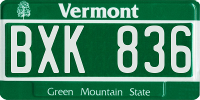 VT license plate BXK836