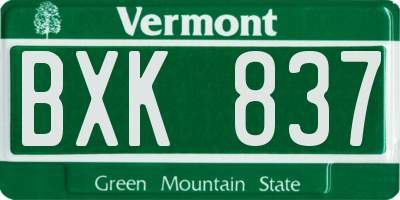 VT license plate BXK837