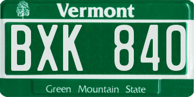 VT license plate BXK840