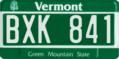 VT license plate BXK841