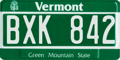 VT license plate BXK842