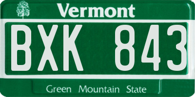 VT license plate BXK843