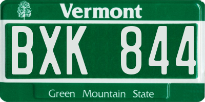 VT license plate BXK844