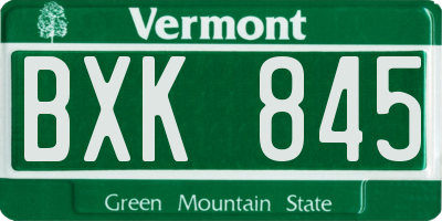 VT license plate BXK845