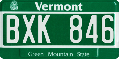 VT license plate BXK846