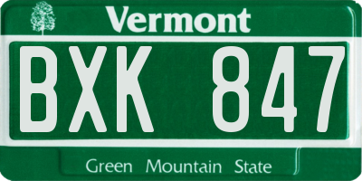 VT license plate BXK847