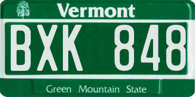 VT license plate BXK848