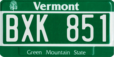 VT license plate BXK851