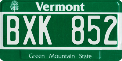 VT license plate BXK852