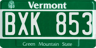 VT license plate BXK853