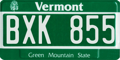 VT license plate BXK855