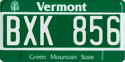 VT license plate BXK856